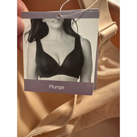 Catherine's Plunge Bra 50D Beige Compressed Foam Cups Underwire Wide Cushioned S - Picture 5 of 6